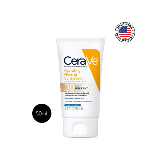 সেরাভে হাইড্রেটিং মিনারেল সানস্ক্রিন এসপিএফ ৩০ ফেস শিয়ার টিন্ট – ৫০ মিলি
