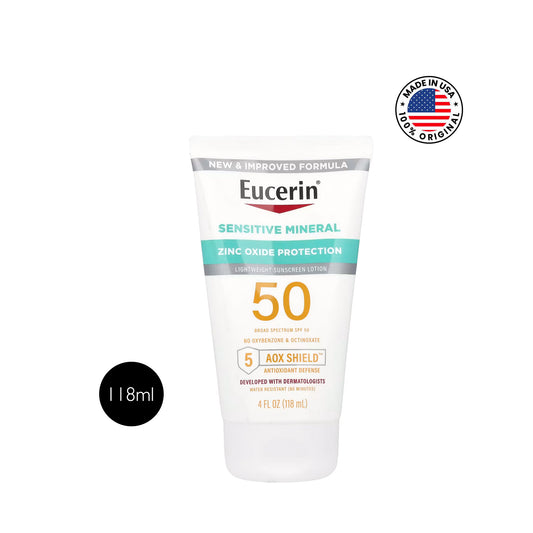 Eucerin Sensitive Mineral Zinc Oxide Protection Lightweight Sunscreen Lotion – 118ml