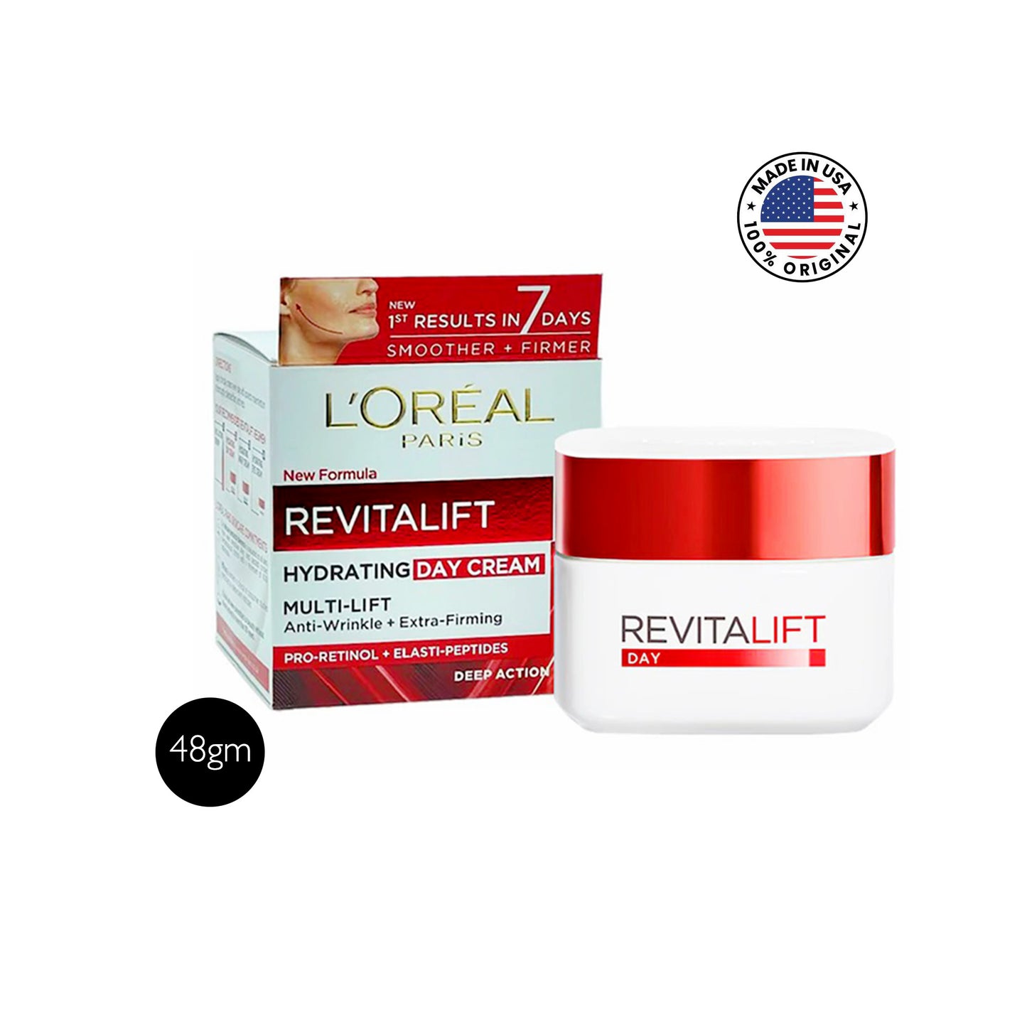 ল'ওরিয়াল রিভিটালিফ্ট হাইড্রেটিং ডে ক্রিম মাল্টি-লিফ্ট অ্যান্টি-রিঙ্কেল – ৪৮ গ্রাম