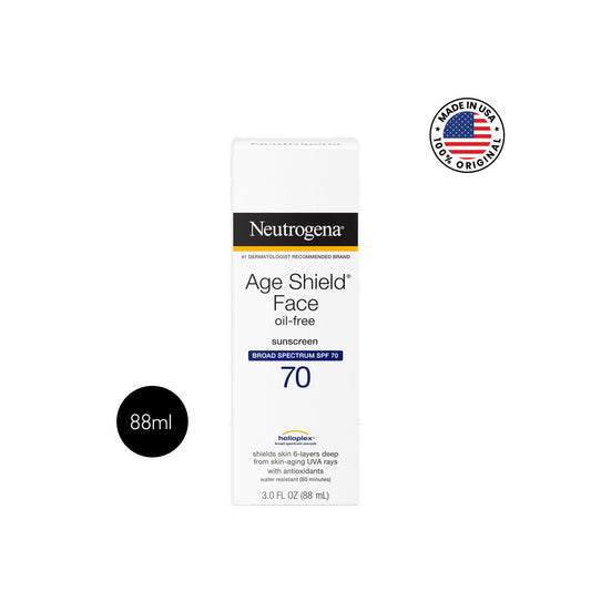 নিউট্রোজেনা এজ শিল্ড ফেস অয়েল-ফ্রি ব্রড স্পেকট্রাম এসপিএফ ৭০ সানস্ক্রিন – ৮৮ মিলি