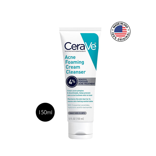 CeraVe Acne Foaming Cream Cleanser with 4% Benzoyl Peroxide – 150ml